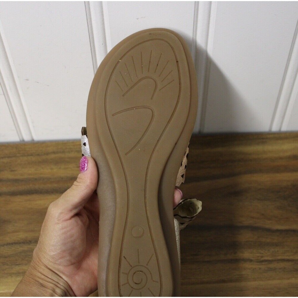Sesto Meucci Leather Cut-Out Cross Stap Sandals Elbi Metallic Size 11 M - Picture 8 of 8